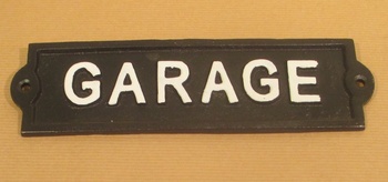 Gjutjärnsskylt: Garage