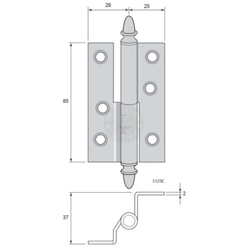 Vinkelbockat gångjärn 3 1/2"