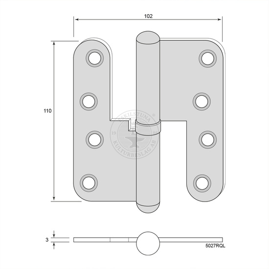 Gångjärn kullrig knopp i mässing m kullager 4½"