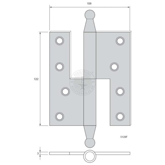 Gångjärn m fia-knopp 122 mm